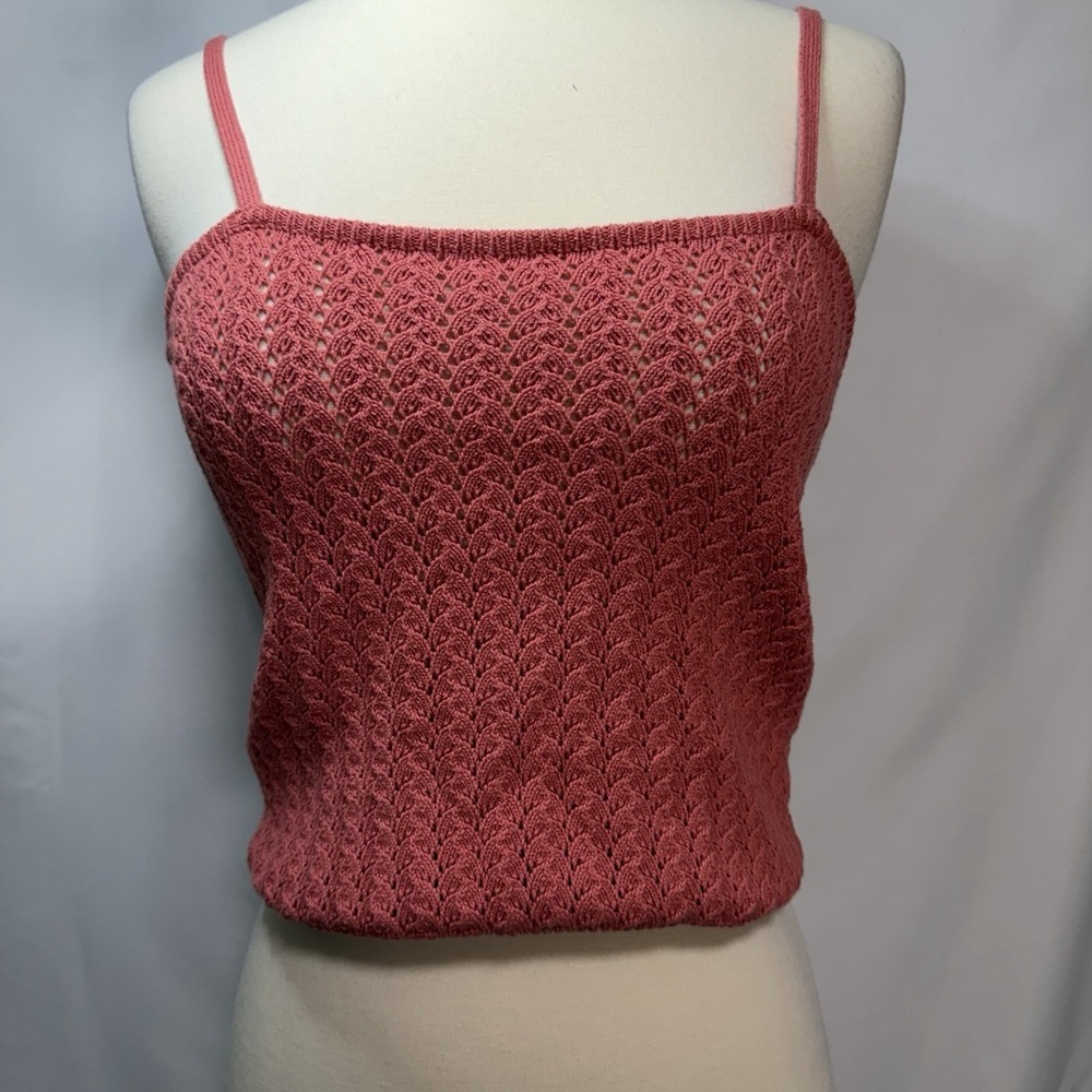 pink textured knit cami top ACTIVE USA Size L